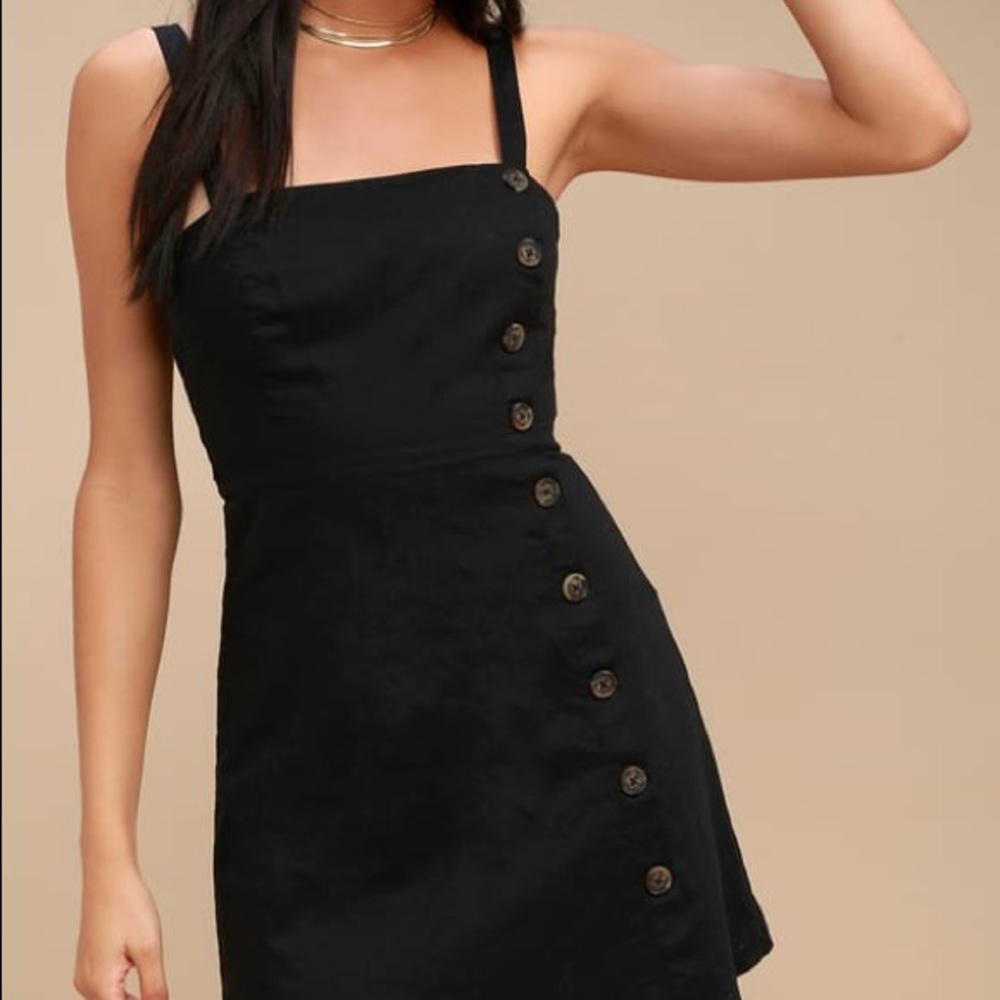 Louetta Black Button-Down Mini Dress small